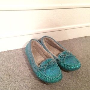 Blue Sequence Moccasins