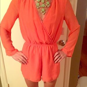 NEW WITH TAGS Coral chiffon romper size small