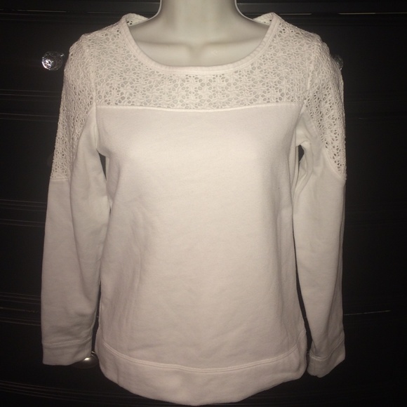 EXPRESS WHITE CROTCHET YOKE SWEATER