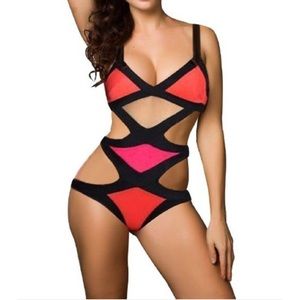 Never worn color block swimsuit