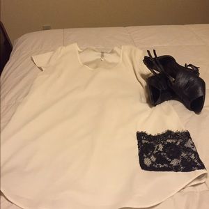 Cream colored polyester top