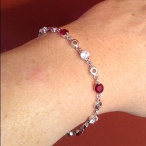 ❤️925 Silver Red/White Topaz Tennis Bracelet❤️