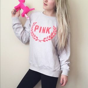 Feathered Grey Confetti PINK Crewneck Pullover