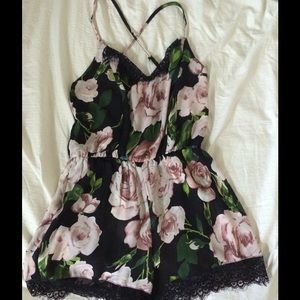 Rose Print Floral Romper
