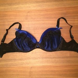 34FF - Black Lace and Blue Bra - NWOT