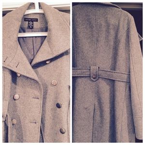 Women's Grey Belted New York & Company Péa Coat.
