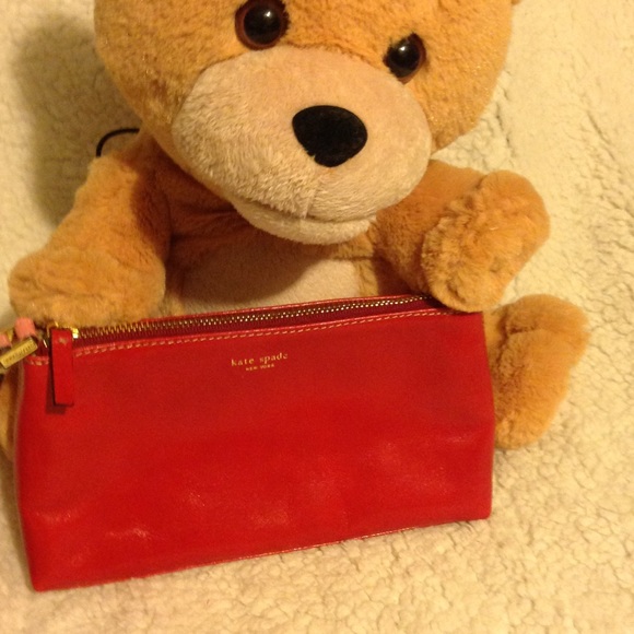 Kate Spade chili red clutch/cosmetic case