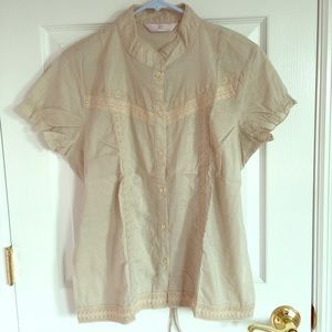 Lightweight Beige Peasant Blouse