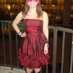 Strapless burgundy dress