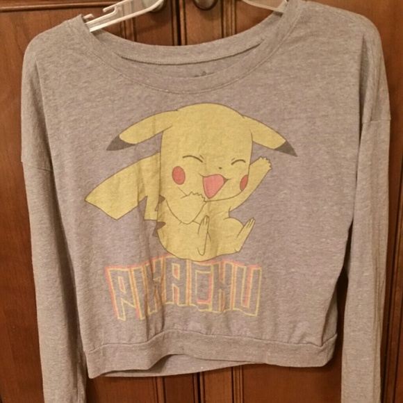 Forever 21 Pikachu cropped long sleeve