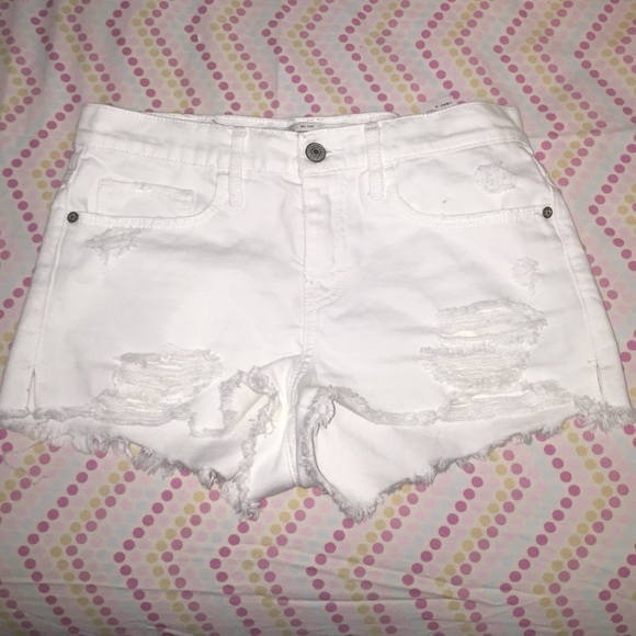 Abercrombie white high wasted distressed shorts