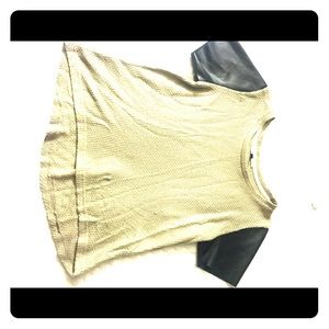 Leather sleeves t-shirt