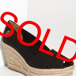 Tory Burch Black Criss Cross Espadrille Wedge
