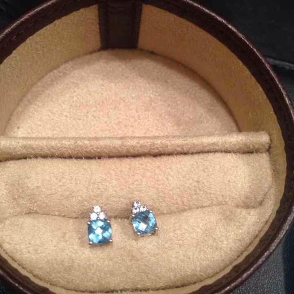 Blue topaz earrings sterling silver