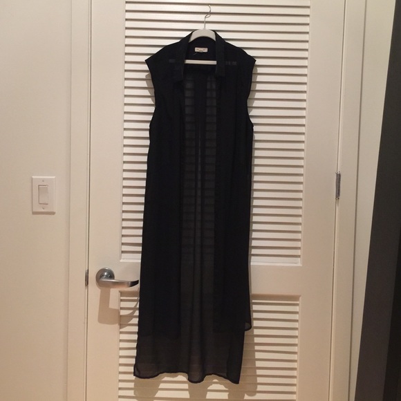 Silence + Noise black sheer shirt dress