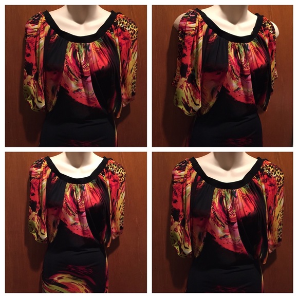 Unaluna twister red boatneck split sleeve dress - Picture 3 of 4