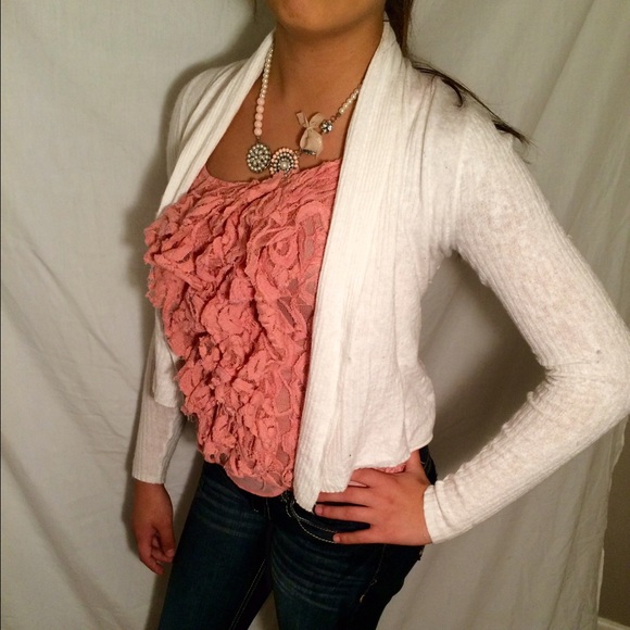 Wet Seal blush pink lace fashion tank top