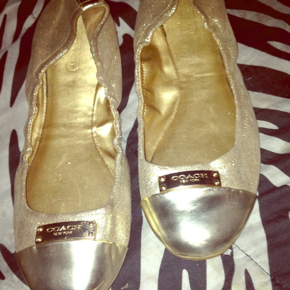 Gold coach ballet flats size 9 wide feet 8.5