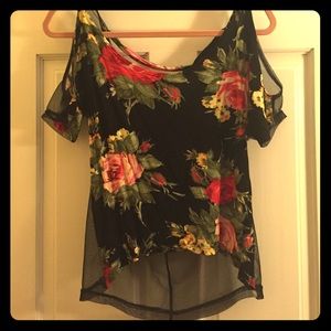 Black floral Charlotte Russe top