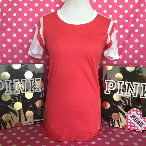🆕️NWT VS PINK red athletic Tee - Picture 1 of 4
