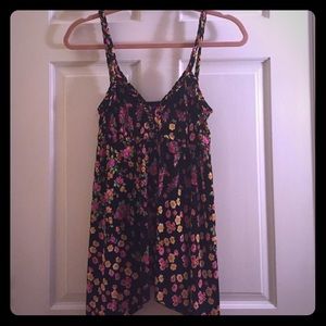 Black floral tank