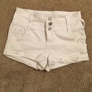 white high waisted shorts