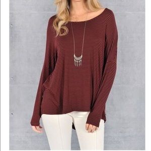 Burgundy striped dolman shirt