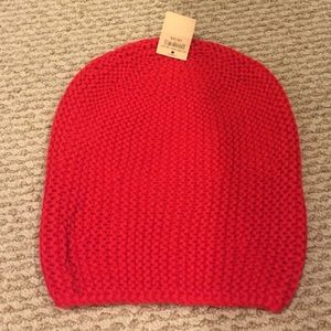 Red slouchy knit beanie