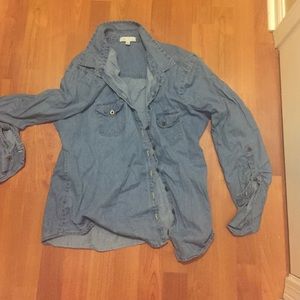 Denim button-up shirt