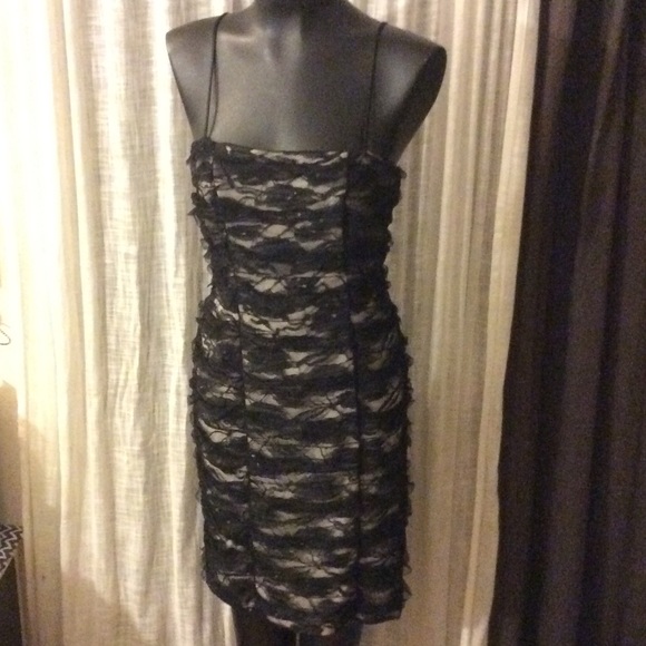 JS COLLECTIONS Dresses & Skirts - JS collections black lace over nude/beige dress 4