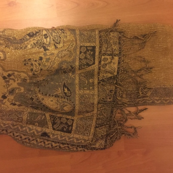 Gold & black printed scarf