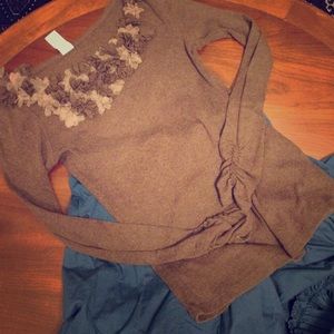 Anthro embellished long-sleeved top.