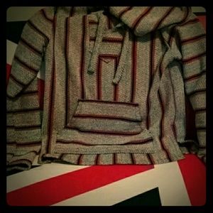 Vintage beach poncho with hoodie