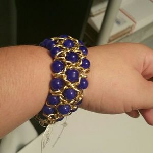 NWT blue bead elastic bracelet