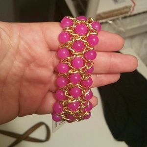 NWT fuchia bead elastic bracelet