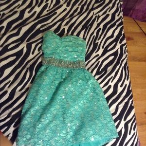 Teal lace dress