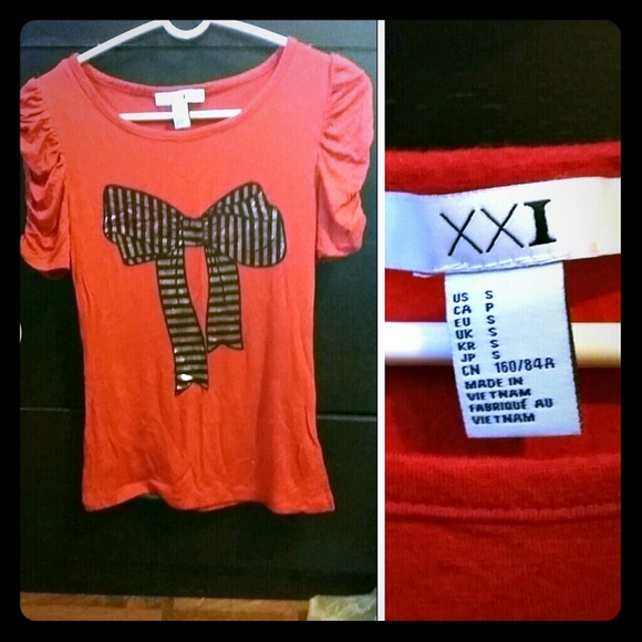 A red top with  cute sleeves