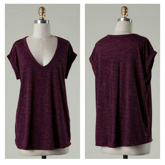 Tops - Heather Burgandy tee - M