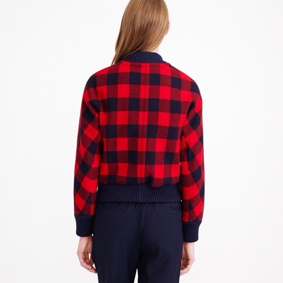 J. Crew Retail Buffalo Check Plaid Bomber Jacket - Picture 4 of 4