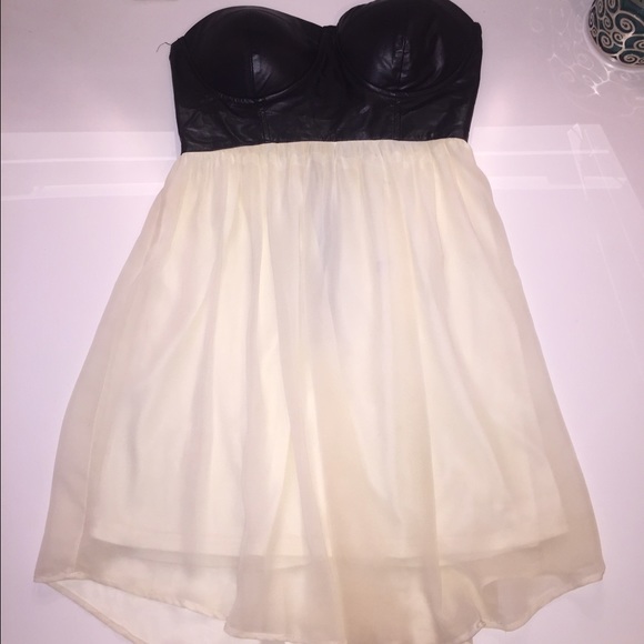 Leather/ivory dress