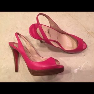 Christian Louboutin pink peep toe slingback heels