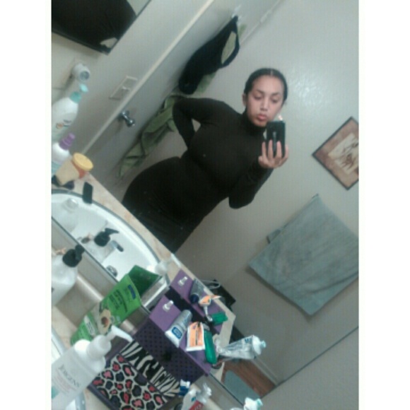 AA TURTLENECK BODY CON JERSEY KNIT DRESS