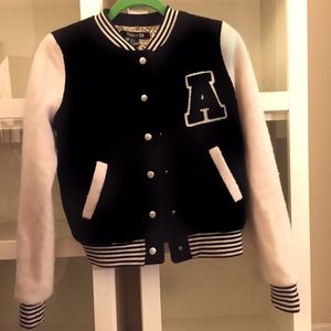 Black and off white letterman jacket