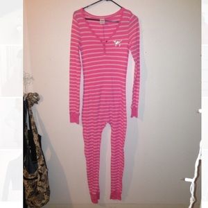 Pink and white long johns