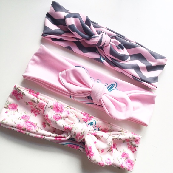 Girly Pink Knotted Headbands (Set of 3) - Picture 1 of 1