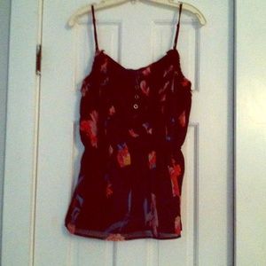 Pretty floral tank from Gap, sheer back& peplum M