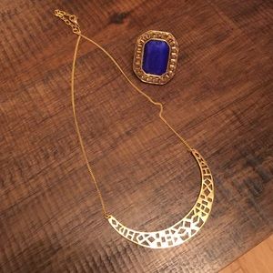 Cobalt ring and perfect length gold necklace set!