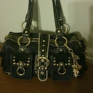 Fabric & leather Satchel