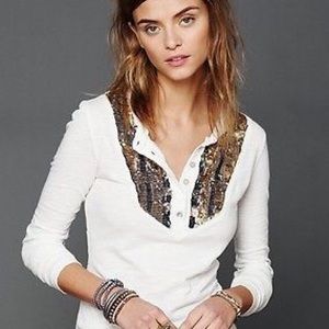 Free people tigers eye sequin long sleeve