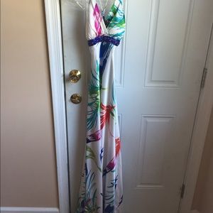 Fun White with Colored Feathers Dress